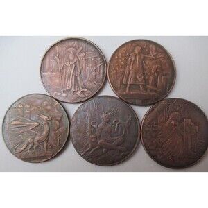 Beautiful ANTIGUE DARK TONE Celtic 1 OZ Copper Rounds Complete Set OF FIVE
